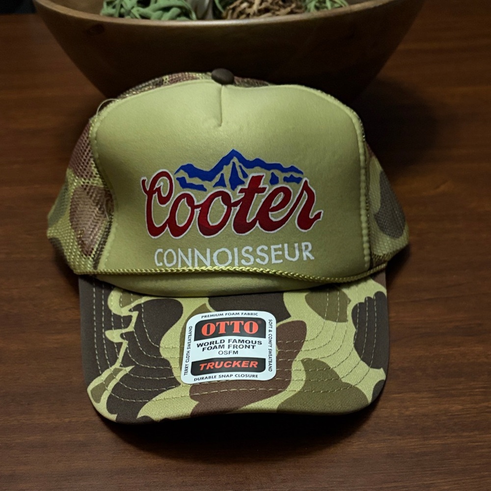 OTTO Cooter Connoisseur Olive Green and Red Trucker Hat